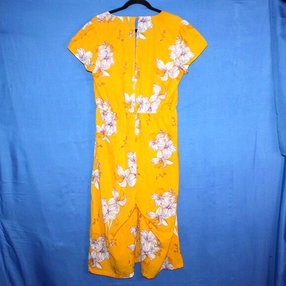 Charlotte Russe Floral Wide Leg Jumpsuit Yellow 1X - Picture 5 of 6